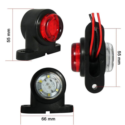 2x Mini Dual Side Rubber LED Marker Lights for Trailer, Truck, and Camper Outline, 12-24V