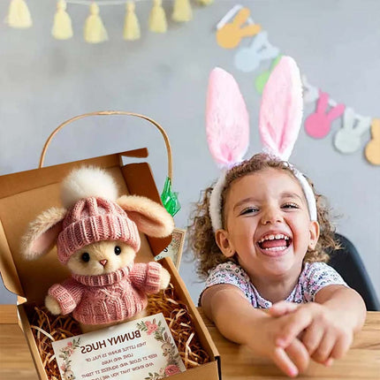 Cute Pink Mini Bunny Easter Gift Card – Rabbits in Box