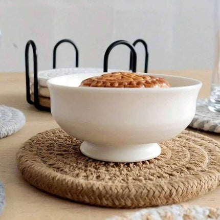 8Pcs Non-Woven Heat Resistant Non-Slip Cup Coasters Set with Iron Frame