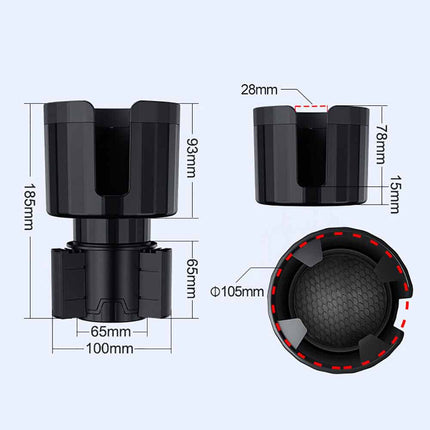 Universal Car Cup Holder Expander Adapter for Big Cups, Water Bottles & Large Drinks | Stable Fit for Diameters up to 105mm