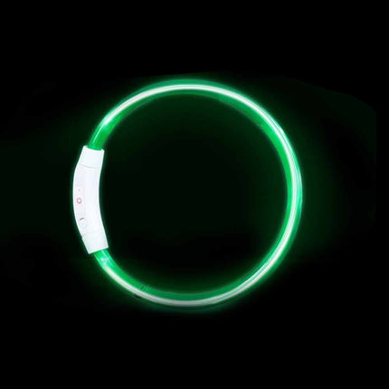 USB Rechargeable LED Light Up Dog Collar, Safety Flashing, Adjustable Size