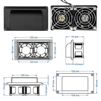 12V Side Air Vent Ventilator Exhaust Fan for Caravan Motorhome Boat RV