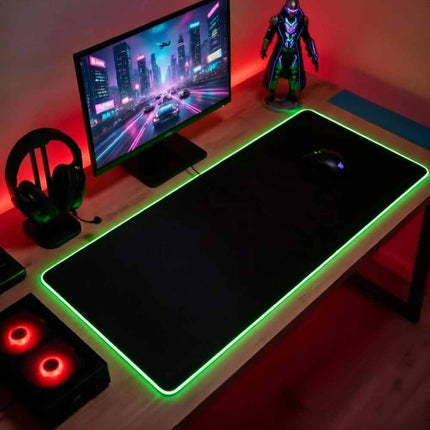 90x40cm RGB Edge Gaming Desk Mat 3mm Thick Non-Slip XXL Black Mouse Pad