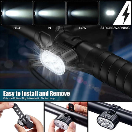 2PCS Super Bright Bike Light Set Front & Rear Waterproof LED Torch