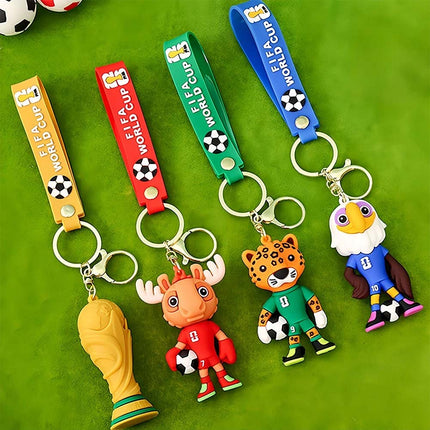4 Pcs 2026 World Cup Mascot Pendant Football Keychain Set