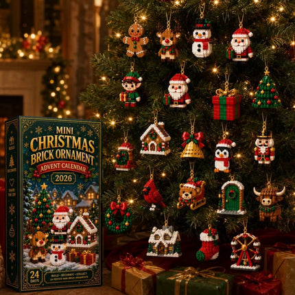 24-Day Christmas Advent Calendar Pre-Assembled Brick Ornament Blind Boxes