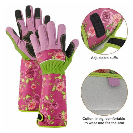 Women’s Thorn Proof Leather Gauntlet Gloves - Long Sleeve Garden