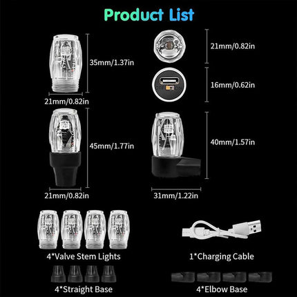 4-Pack LED Tire Valve Stem Lights - Strobe & Flash Wheel Lights for Cars, Trucks, Motorcycles