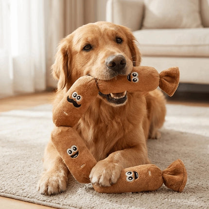 Cute Plush Sausage Squeaky Dog Toy Bite-Resistant Pet Chew Sound Toy
