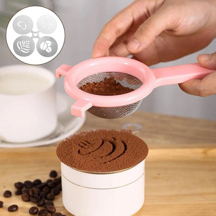 Cappuccino Stencil Set - 4 Stainless Steel Templates for Latte Art & Cocoa Duster