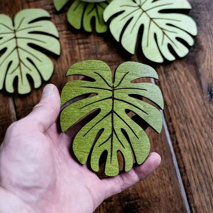 10Pcs Bamboo Leaf Style Wooden Cup Coaster Heat Resistant Non-Slip Coffee Mat