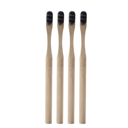 Eco-Friendly Gray Bamboo Toothbrush 4-Pack with Extra Dense Bristles