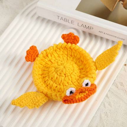 Handmade Crochet 3D Animal Coaster Cute Knitted Mug Rug Round Drink Mat