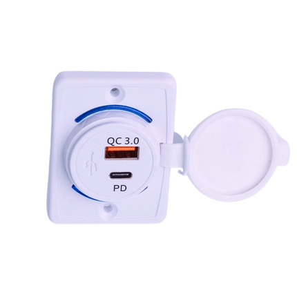 Flush Mount USB-C Charger for RV - 12V/24V PD QC Fast Wall Outlet for Caravan, Marine Boat