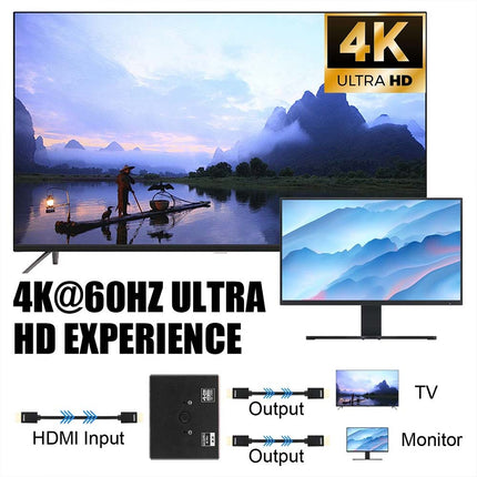 4K2K 60Hz HDMI 2.1 Switch 1x2 or 2x1 Bi-Directional Splitter