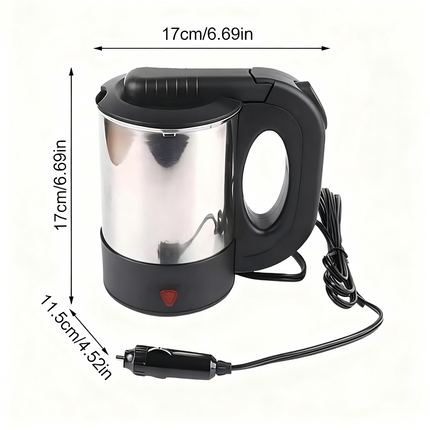 500ML Portable 12V Car Kettle for Travel | Fast Heating Water Boiler for Truck, RV & Cup Holder
