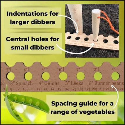 Wooden Planting Ruler & Sowing Spacer – Garden Line Tool for Veg Seeds
