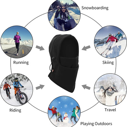 Winter Ski Warm Hood, Double Layer Thick Fleece Windproof Cap