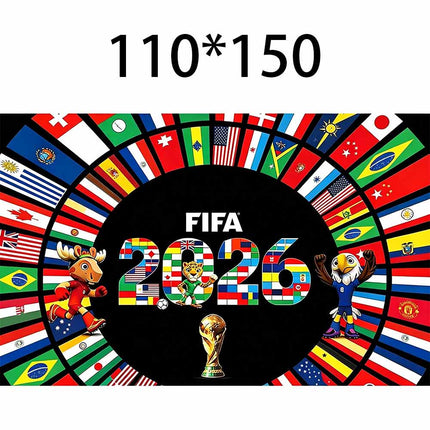 2026 World Cup Flag Wall Tapestry 180x110cm Football Fan Party Decor