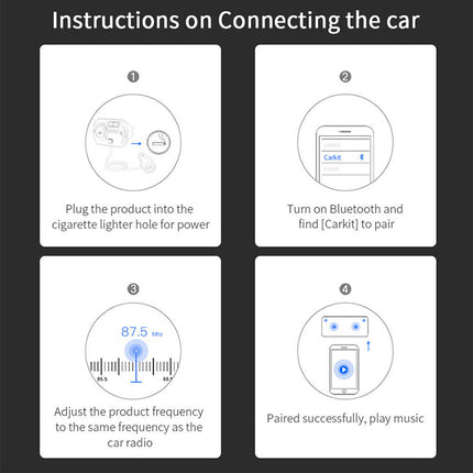 3-in-1 Bluetooth FM Transmitter for Car: Wireless Hands-Free Calling, Fast QC3.0 USB Charger, MP3 Player & FM Radio Tuner