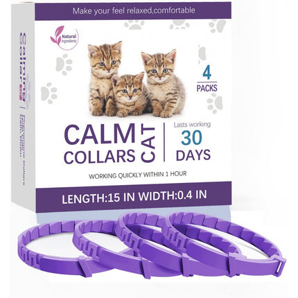 4 Pack Calming Pheromone Collars for Dogs & Cats Pet Relaxation