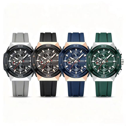 Men's Military Sport Silicone Watch with Calendar for Boys