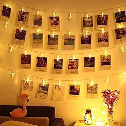 Battery LED Photo Clip String Lights 40 Clips 6m for Picture Hangers