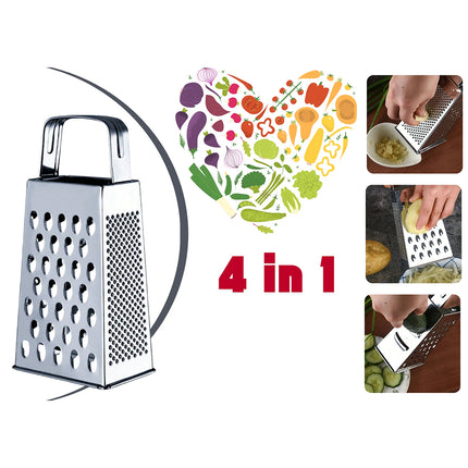 4-Sided Box Cheese Grater, Stainless Steel 8 Inch Veggie Slicer Cutter