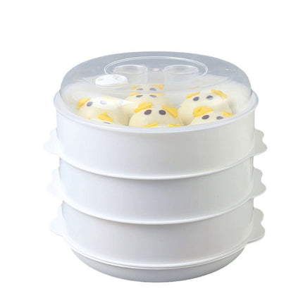 Multi-Layer Plastic Steamer Basket, Large Microwave Steamer, Heat-Resistant