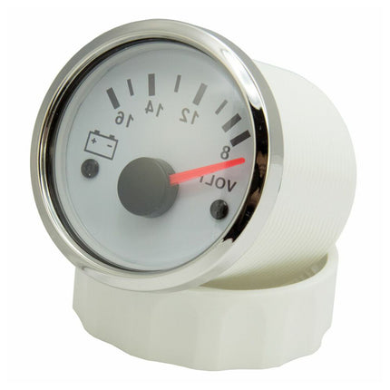 Marine Voltmeter Gauge 8-16V | 52mm Boat & Car Battery Monitor for 12V Systems in Truck, RV, Vehicle