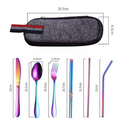 Portable 8PCS Stainless Steel Cutlery Set for Travel Camping