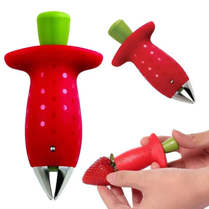 Strawberry Slicer & Corer – Fruit Stem Remover, Leaf Huller Tool