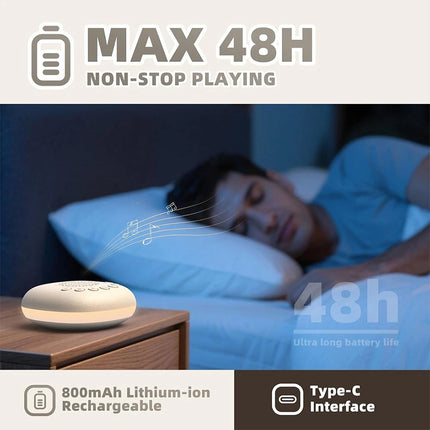 Portable White Noise Sound Machine 20 Sounds with RGB Light for Sleep Adults & Kids