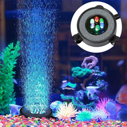 Aquarium Air Stone Disc 7 Color LED Bubble Light for Fish Tank