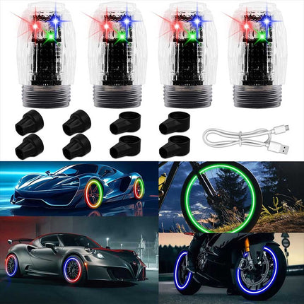 4-Pack LED Tire Valve Stem Lights - Strobe & Flash Wheel Lights for Cars, Trucks, Motorcycles