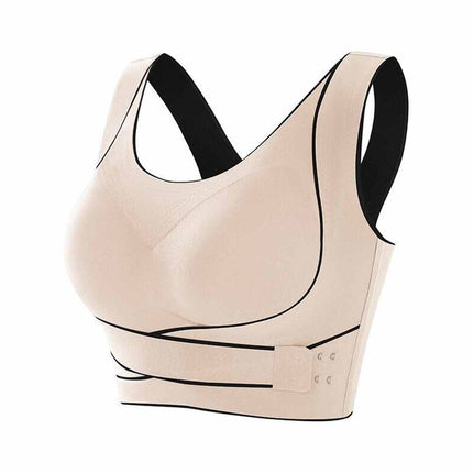 Women's Comfy Front Cross Seamless Corset Bra with Side Buckle Smooth Liner