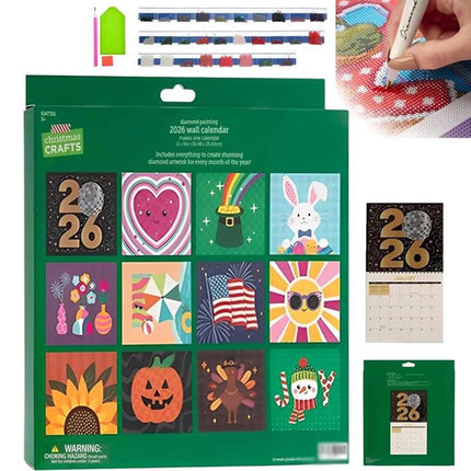 2026 Diamond Painting Wall Calendar – DIY Diamond Art Kit for 12-Month Planning