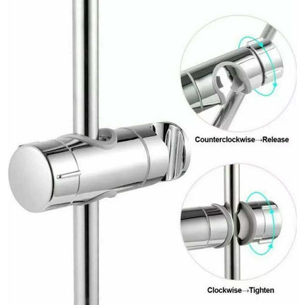 Adjustable Shower Riser Rail Holder & Hose Slider Clamp