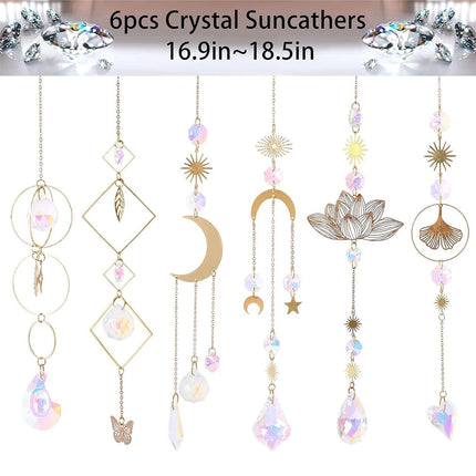 6PCS Lotus Crystal Suncatcher Prism Window Hanging for Witchy Decor