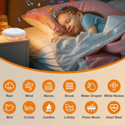 Portable White Noise Sound Machine 20 Sounds with RGB Light for Sleep Adults & Kids