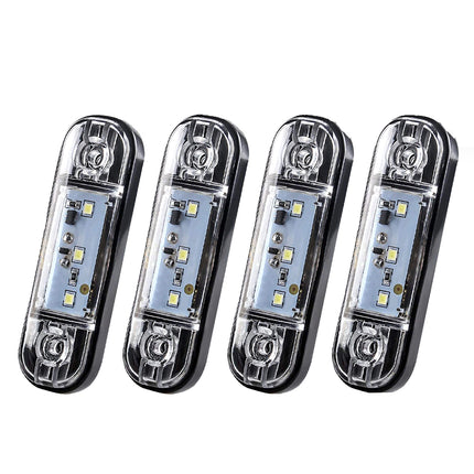 4X White 3-LED Clearance Marker Lights for Truck, Trailer, and Caravan, 12V/24V Compatible
