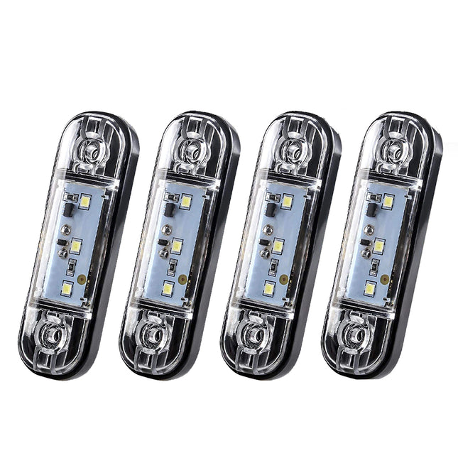 4X White 3-LED Clearance Marker Lights for Truck, Trailer, and Caravan, 12V/24V Compatible