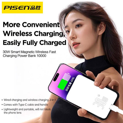 10000mAh 30W Magnetic Wireless Power Bank PD QC3.0 Fast Charging