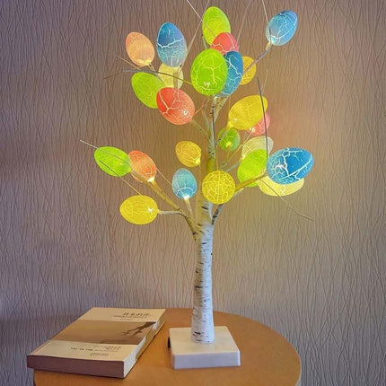 Pre-Lit Birch Twig Tree with 24 LED Eggs, Easter Party Decoration