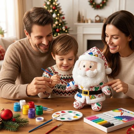DIY Paintable Santa Claus Plush Toy Blank for Christmas Crafts