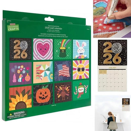 2026 Diamond Painting Wall Calendar – DIY Diamond Art Kit for 12-Month Planning