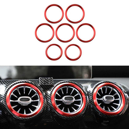 7-Piece Red Aluminum Alloy Air Vent Covers Trim for Mercedes-Benz A-Class, B-Class, GLA, GLB, A200L