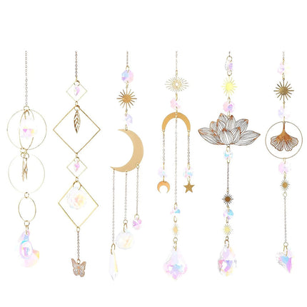 6PCS Lotus Crystal Suncatcher Prism Window Hanging for Witchy Decor