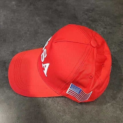 Trump USA 45-47 Embroidered Adjustable Cap Red White Patriotic Baseball Hat