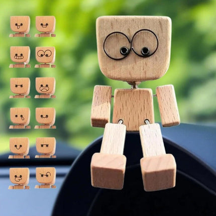 Wooden man car decoration ornament 12 emoticon accessories